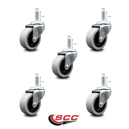 Service Caster 2 Inch Thermoplastic Rubber Wheel 8mm Threaded Stem Caster SCC, 5PK SCC-TS05S210-TPRS-M815-5